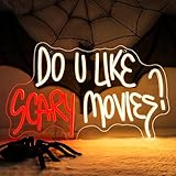 DREAMFORT Do U Like Scary Movies Neon Sign Horror Movie LED Wall Decor for Halloween, Themed Bars & Home Theaters, USB-Powered with Adjustable Brightness, Spooky Flicker Effect