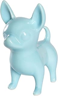 Nayothecorgi Chihuahua Dog Statue - Shiny Blue Standing Ceramic Dog Statue - Decorative Dog Sculpture for Garden or Home DÃ©cor - Chihuahua Dog Outdoor Statue - (6.69â€ x 4.33â€ x 7.87â€)