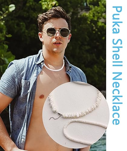 CASDAN 6 Pcs Surfer Puka Shell Necklace - Men's Hawaiian Seashell Bead Choker with Coconut Beads3