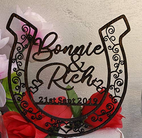 Personalized Horseshoe Wedding Cake Topper, Rustic Cake Topper, Cowboy cake topper, Cowgirl wedding
