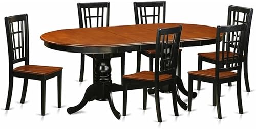 Atlin Designs Sillas de mesa y comedor de 7 piezas en negrocereza