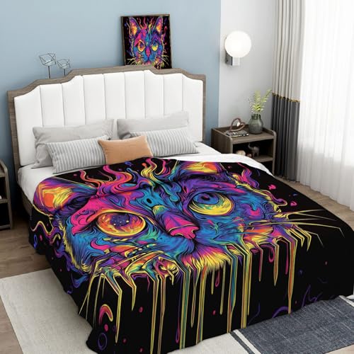 Couverture en flanelle chat bleu violet 150x200cm pour canapé - 4