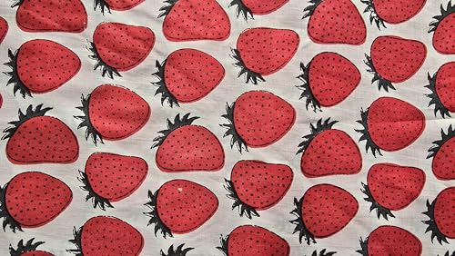 Tissu en coton imprimé cerise rouge pour exprimer votre passion de la couture fait main