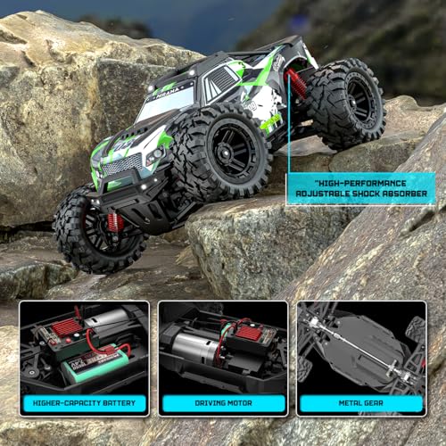 Image of Mirana Spectre 1:10 High Speed Hobby Grade RC Car Toy for Kids & Adults up to 50 kmph - 4x4 Remote Control Offroad Monster Truck ATV - 2 & 3 Pack Rechargeable Batteries - for Ages 14+ Years (Green)