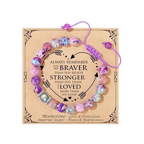 𝗚𝗶𝗳𝘁𝘀 𝗳𝗼𝗿 𝗪𝗼𝗺𝗲𝗻 𝗠𝗼𝗼𝗻𝘀𝘁𝗼𝗻𝗲 𝗕𝗿𝗮𝗰𝗲𝗹𝗲𝘁 Colorful Imperial Jasper Natural Stone Bracelets Handmade Item Christmas Birthday Gifts for Daughter Granddaughter Sister Niece