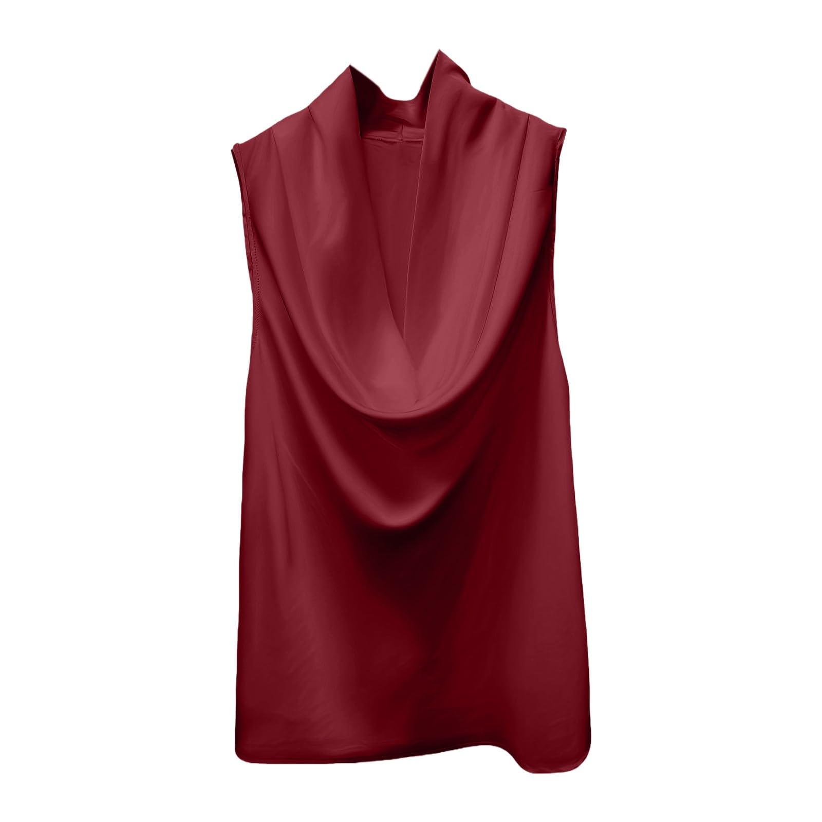 Generico Top de mujer sin mangas de satén – Camisa de mujer sin mangas con cuello en V camiseta sin cuello en V de satén camiseta con ligero transpirable verano camisas de color sólido versátil