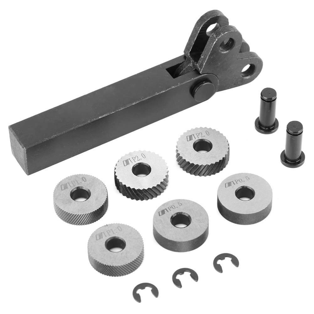 Moleteado de Acero de 7 Uds, Herramienta de Moleteado para Torno, Herramienta Godrone, Herramienta de Moleteado Lineal de 0,5/1/2mm, Juego de Moleteado Lineal de Doble Rueda Diagonal para Torno