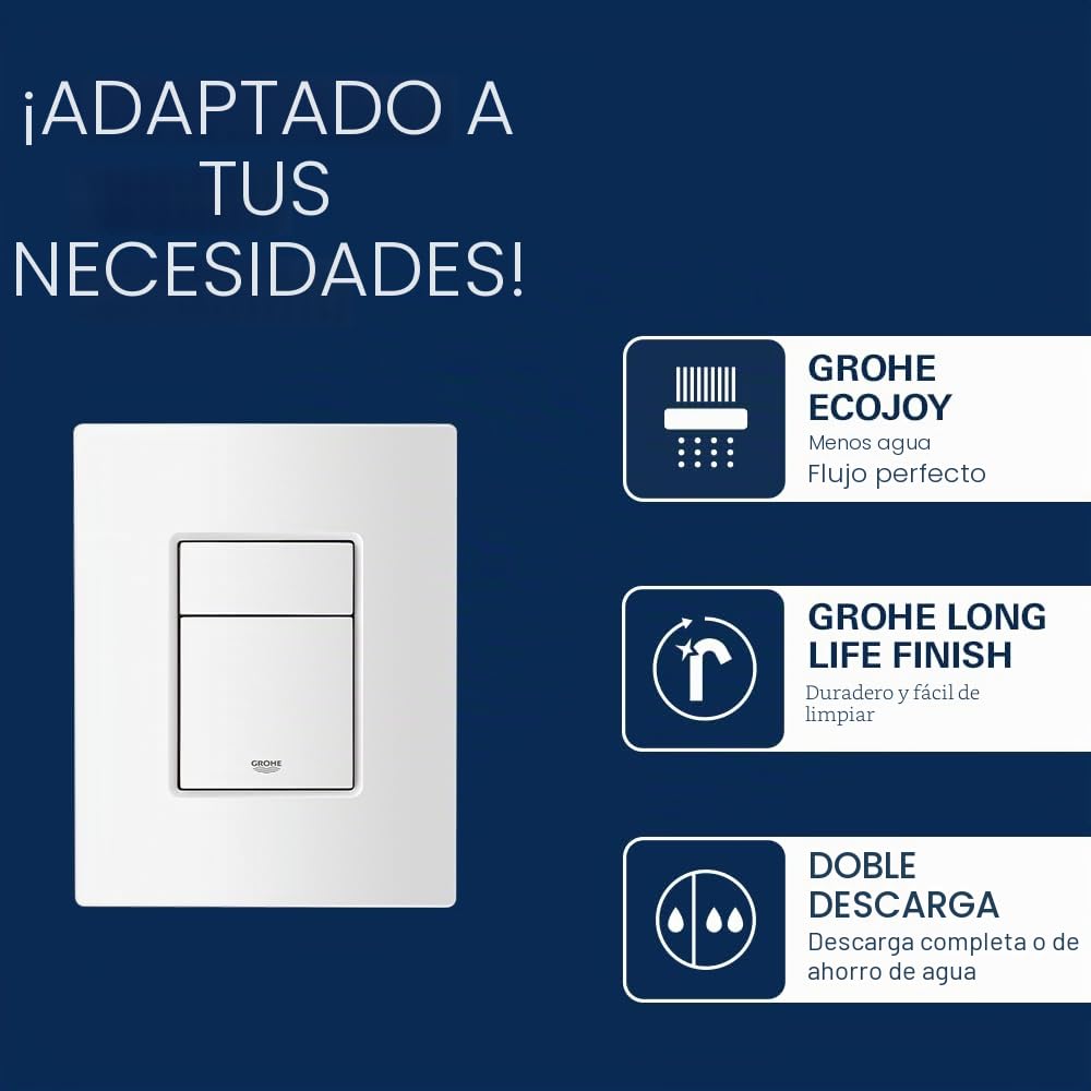GROHE Skate Cosmopolitan Escudo, Pulsador para WC, Blanco alpino, 156 x 197 mm, 38732SH0