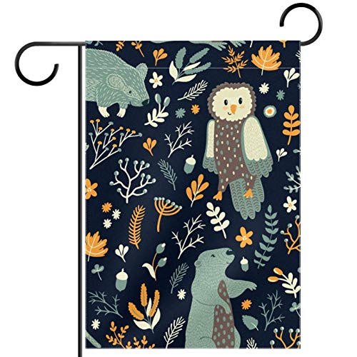 Drapeau de jardin en toile de jute de qualité supérieure à motif hibou