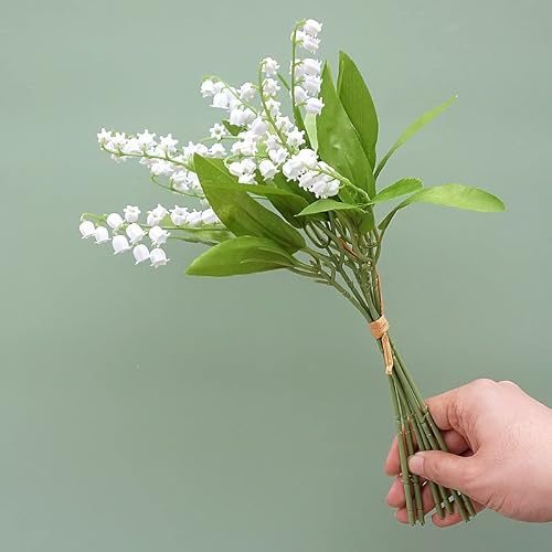 6Pcs/Set Artificial Bellflower Lily Valley Plastic Flower Home Soft Decoration Wall Wedding En8 Plant White #TOP2