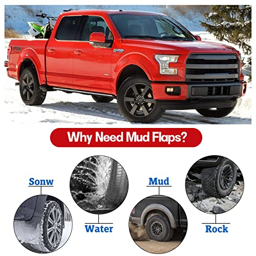 Image of BDFHYK Mud Flaps Splash Guards 4PCS Front & Rear Side Mud Guards Compatible with Ford F-150 2015-2020 Without OEM Fender Flares