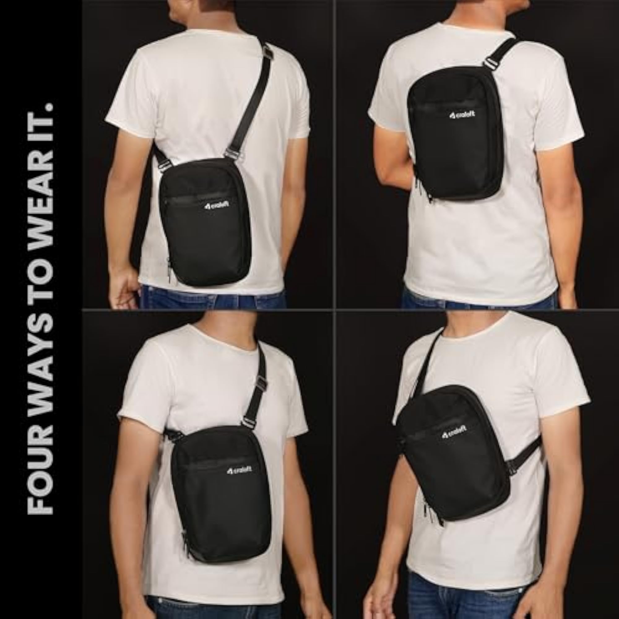 Water-Resistant Crossbody Sling Bag for Travel, Multi-Pocket Design
