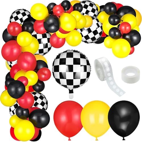Kit Festa Balõe Corrida Decoração com Balões 128PCS Preto Vermelh...