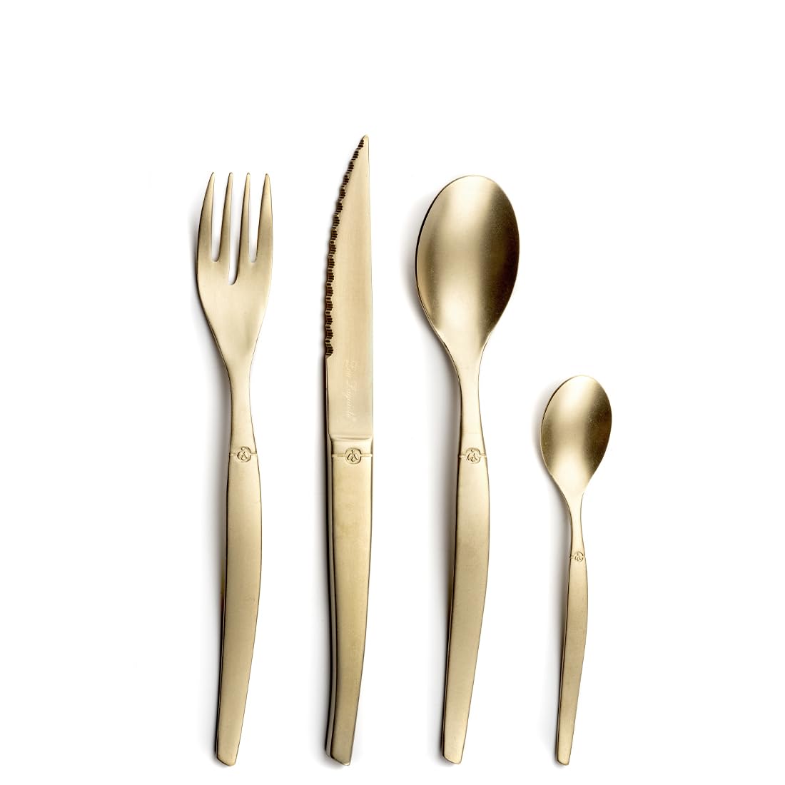 JET Steak Cutlery Set JET - Cutlery Set for 4 People | 16 Pieces | Champagne | PVD Cutlery Set | Micro-Toothed Blade for Long-Lasting Sharpness, Champagne