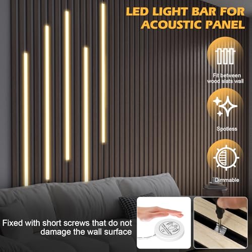 Dimmable LED Recessed Lighting for Acoustic Panel Cuttable Soft 3000K COB Strip Light with Touch Sensor for Wood Accent Groove Slat Wall Panel, Themed Space, Gym, Movie Music Gaming Room Decoration by Copgge - Used condition - Image 2