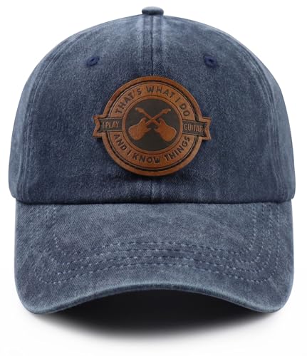 Guitar Accessories for Men Women, Vintage Guitar Decor Baseball Cap, Funny Music Lovers Hat, Christmas Birthday Gifts for Guitar Players Dad Mom Pappy Navy