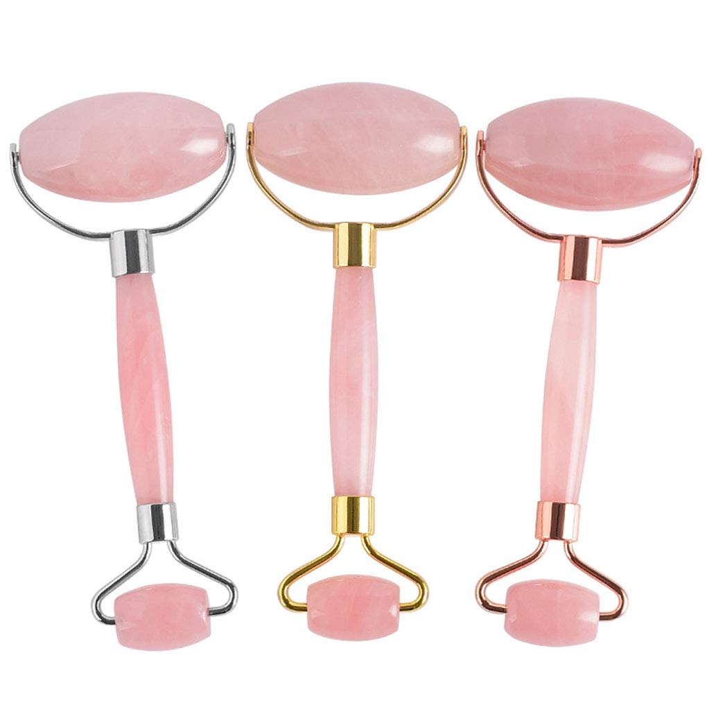 RONGJJ Cuerpo Cuarzo Rosa Rodillo Facial Rejuvenece La Piedra Natural para Evitar Que El Cuello Se Arruge Herramienta De Masaje para Chica Piel De Tono Uniforme Cuello