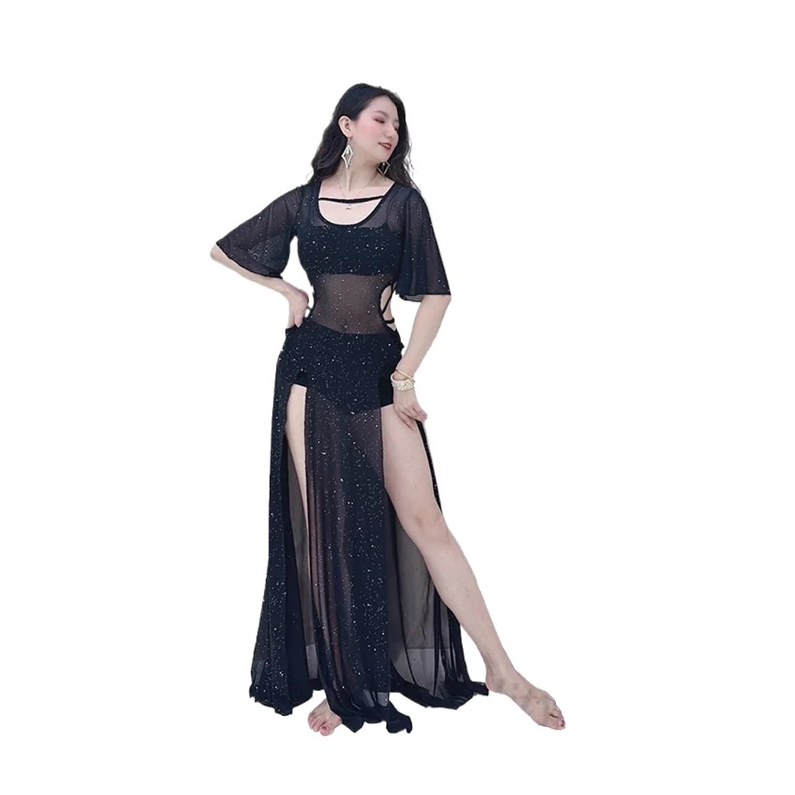 Bauchtänzerin Kostüm Kleid for Frauen Mesh Übung Kleidung Erwachsene Orientalische Tanzkostüme