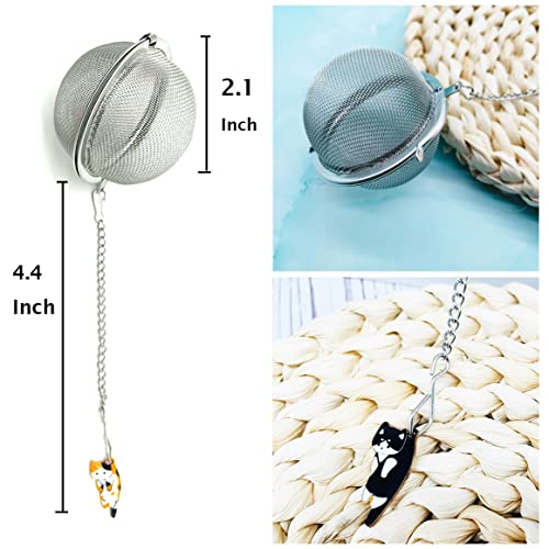 Cat Tea Infuser, 2 Pcs Cute Tea Diffuser Stainless Steel Mesh Loose Leaf Tea Infusers Tea Ball Strainers With Cat Pendants (Black&Orange Cats) #TOP3