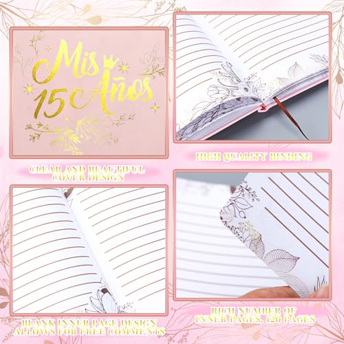 image for MotiMind Quinceanera Guest Book with Pen 11 x 8 Inch Libro De Firmas P