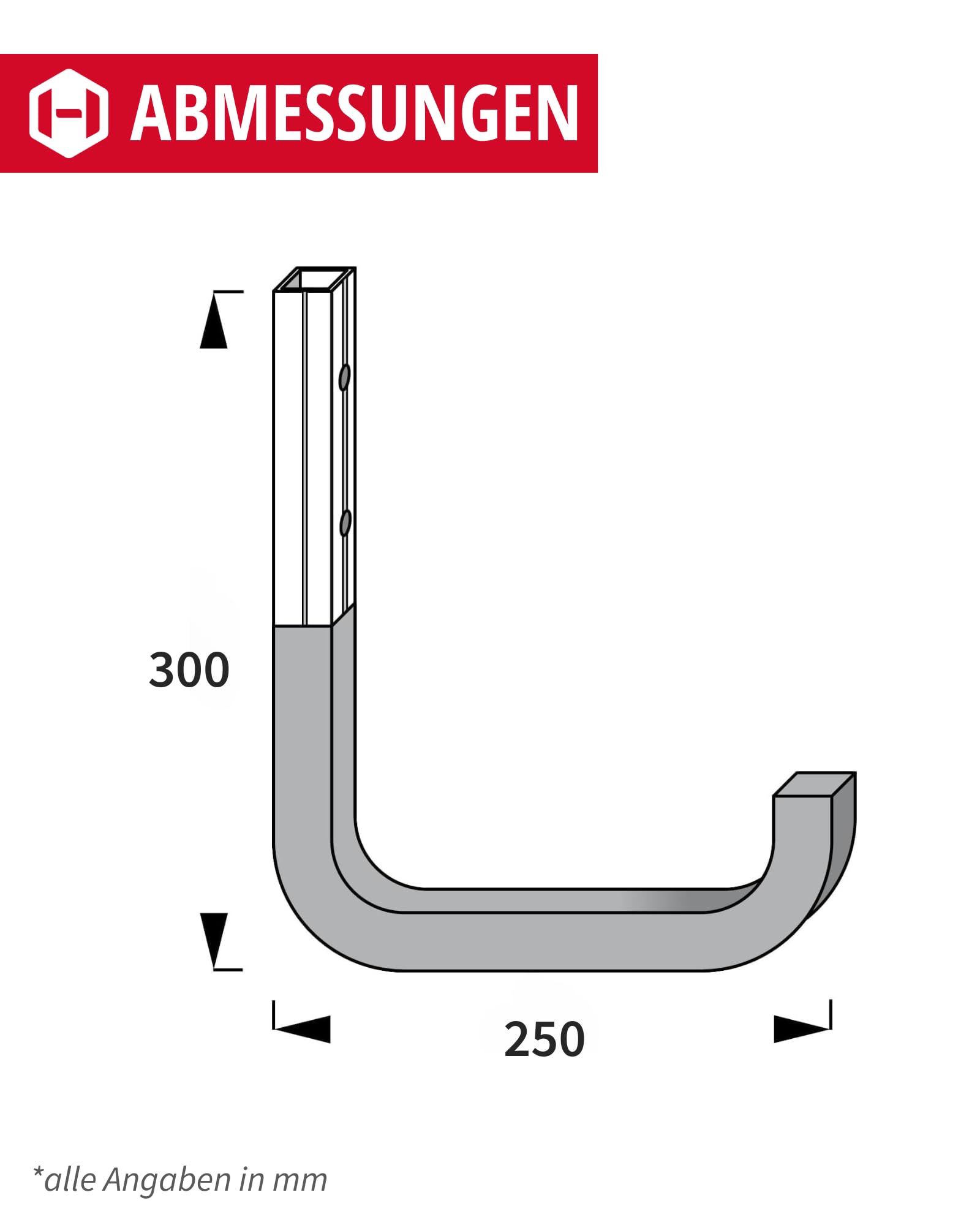 Gedotec Soporte de pared - Gancho de pared para atornillar acero galvanizado engomado | MONO | 10 ganchos para aparatos Longitud: 250 mm incl. material de fijación | Gancho multiuso de metal