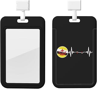 Brunei Flag Heartbeat Bruneian Pride Eco-Friendly Abs Vertical Id Badge Holder Lanyard Strap Staff Offices4
