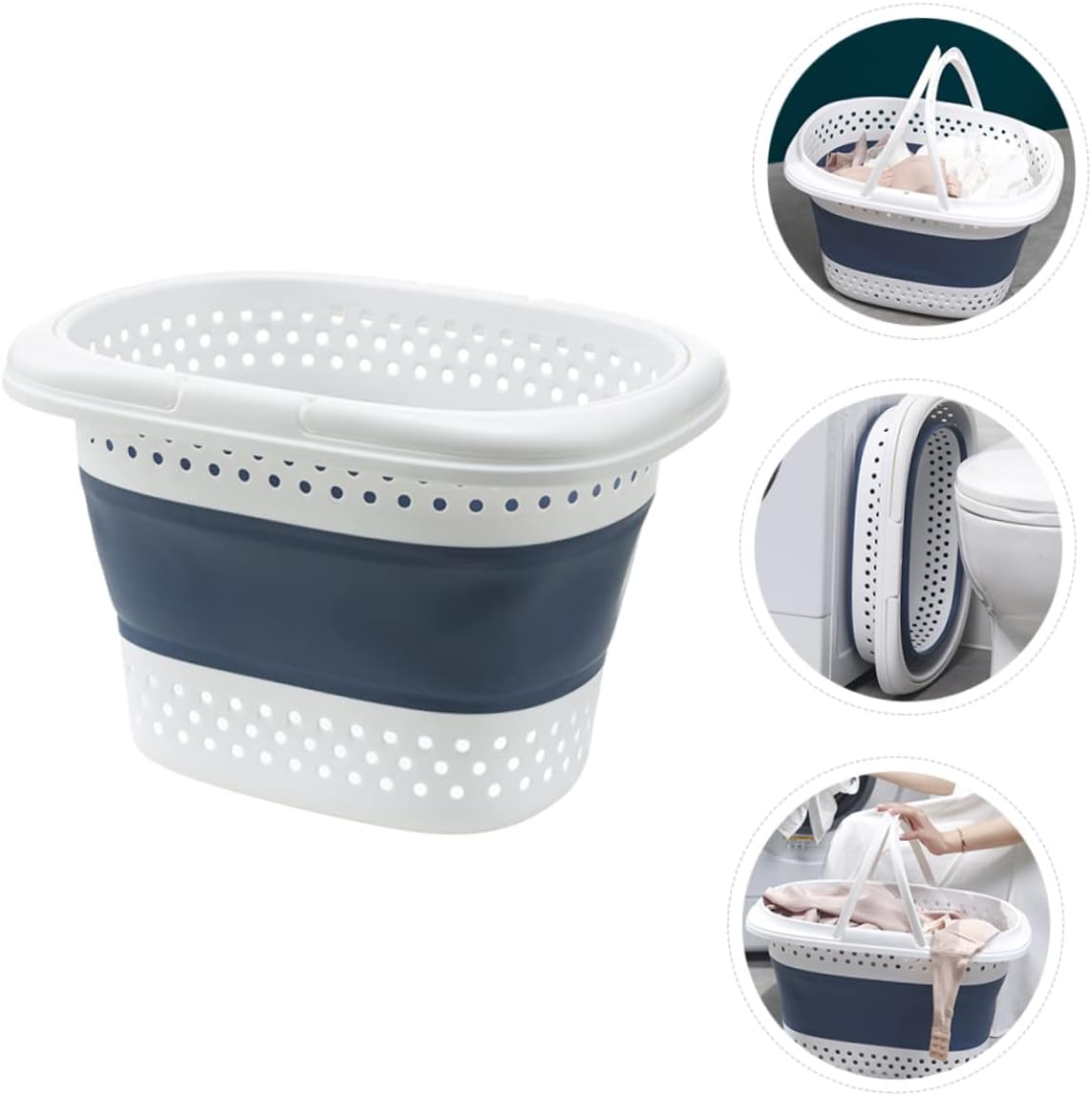 Wakauto Foldable Lightweight Laundry Basket with Dual Handles Large Capacity Clothes Storage Hamper for Bedroom and Nursery Space Saving Foldable Hamper for Dirty Laundry and Household