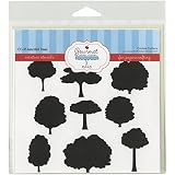 Gourmet Rubber Stamps Trees Stencil, 6 x 6