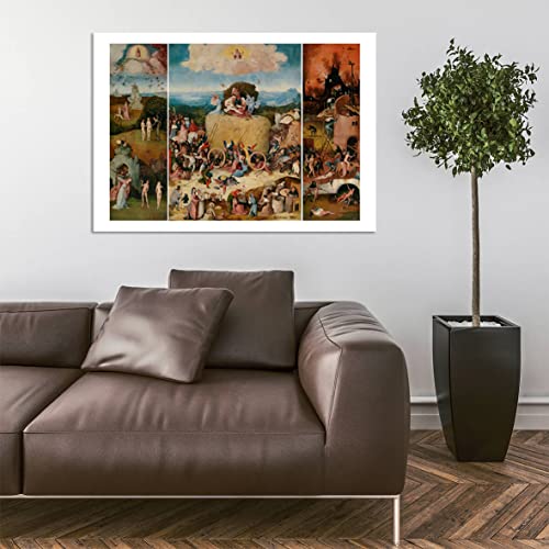 Poster encadré Hieronymus Bosch De hooiwagen déco petit mur