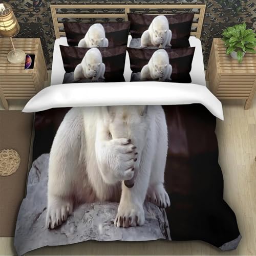 Parure de lit ours polaire microfibre thermique fini éclair douce sans repassage 200x200cm - 5