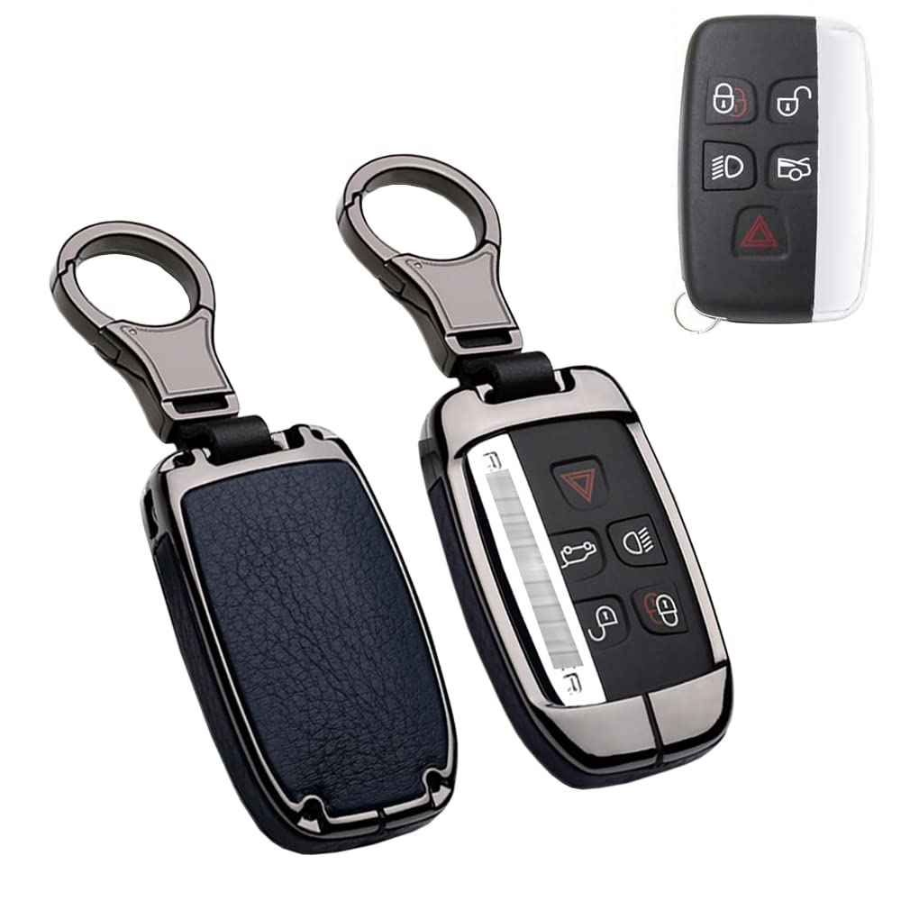 SANRILY Key Case Cover for Land Rover Discovery Sport for Jaguar XF Metal Leather Key Shell
