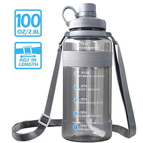 2.8L/ 100 oz Water Bottle Leak Proof, Reusable Water Bottle BPA Free Large