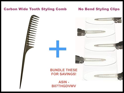 Miniatura 7 de Peine de rastrillo de dientes anchos de carbono con cola – desenredante apto para niños, rizo natural y peine de ondas de playa, estilizador de