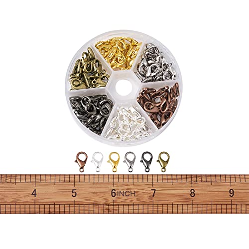 Kissitty 120Pcs 6 Colors Lobster Claw Clasps 14X8Mm Zinc Alloy Metal Necklace Clasp Assorted For Diy Jewelry Craft Necklaces Bracelet Making #TOP6