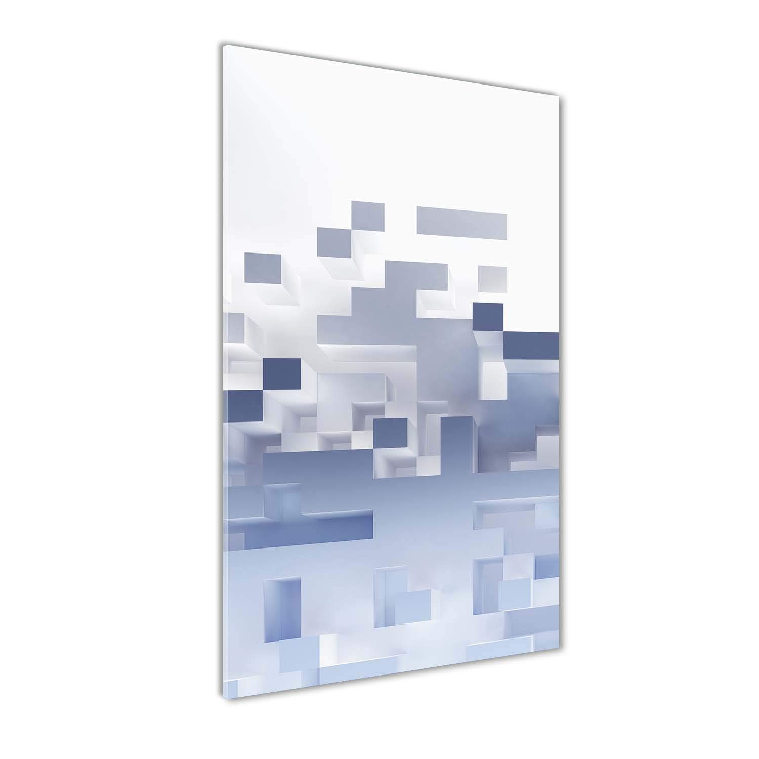 Peinture sur verre trempé 70x140 cm Tulup | Tableau décoration murale salon cubisme blanc
