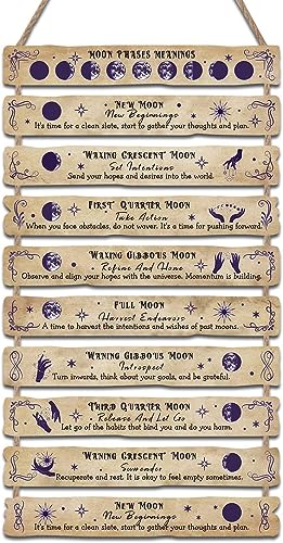 HPNIUB Moon Phase Plaque Wall Decor Witchcraft Wall Art Witchcraft Supplies Celestial Home Decor Aesthetic Gothic Kitchen Decor Halloween Magic Poster Witchy Room Decor (Moon)