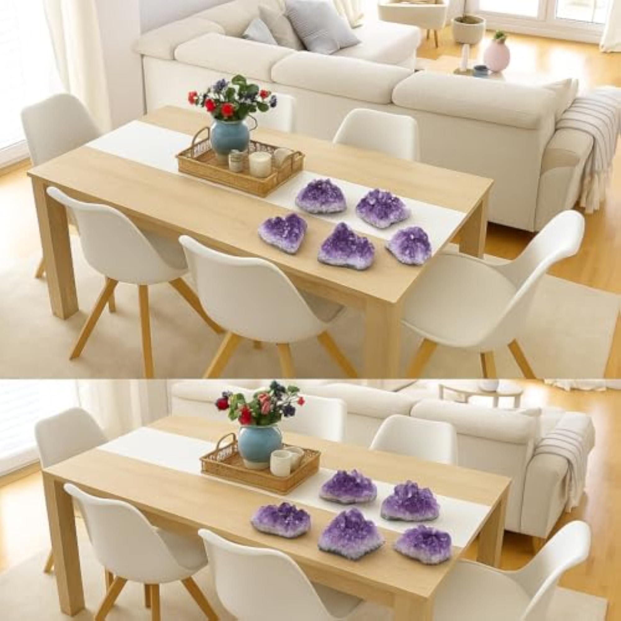Natural Amethyst Crystal Stone Cluster, 4 Piece Set