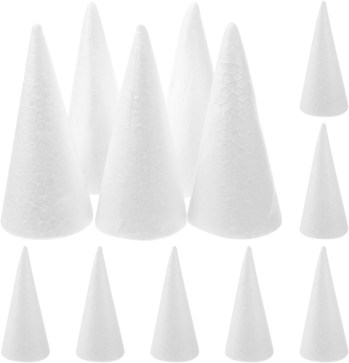 Happyyami 12pcs Craft Foam Cone White Foam Cones for DIY Home Craft Project Christmas Tree Table Centerpiece 10cm
