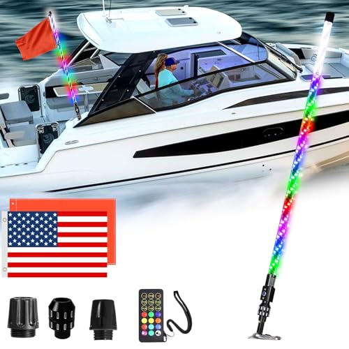 AddSafety 4FT Nav Lights for Boat Plug-in Base Chasing Color LED Boat Navigation Light with Remote Control