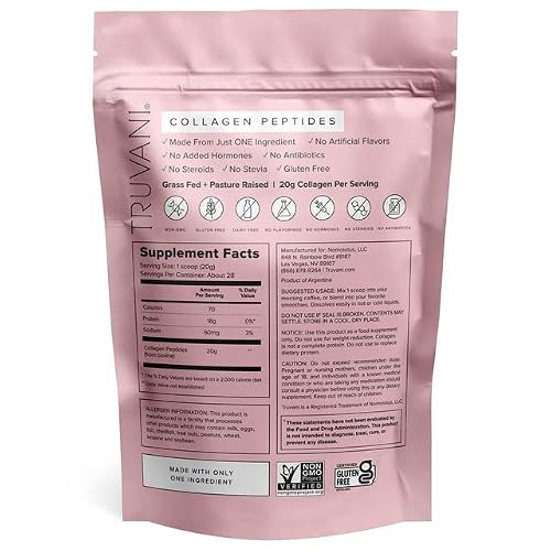 Truvani Collagen Peptides - Unflavored Hydrolyzed Collagen Powder - Grass-Fed Collagen Peptides Powder (19.75 Oz) #TOP6