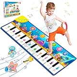 Weokeey Klaviermatte, Tanzmatte Musikmatte Lernspielzeug rutschfest Kinderspielzeug ab 1 Jahr Baby Spielzeug Geschenk 1 Jahr Junge Mädchen, Geburtstagsgeschenk, Nikolaus Geschenke Kinder,110X36cm