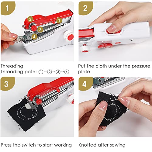 Handheld Sewing Machine, Hand Held Sewing Device Tool Mini Portable Cordless Sewing Machine, Essentials For Home Quick Repairing And Stitch Handicrafts (Half White) #TOP4