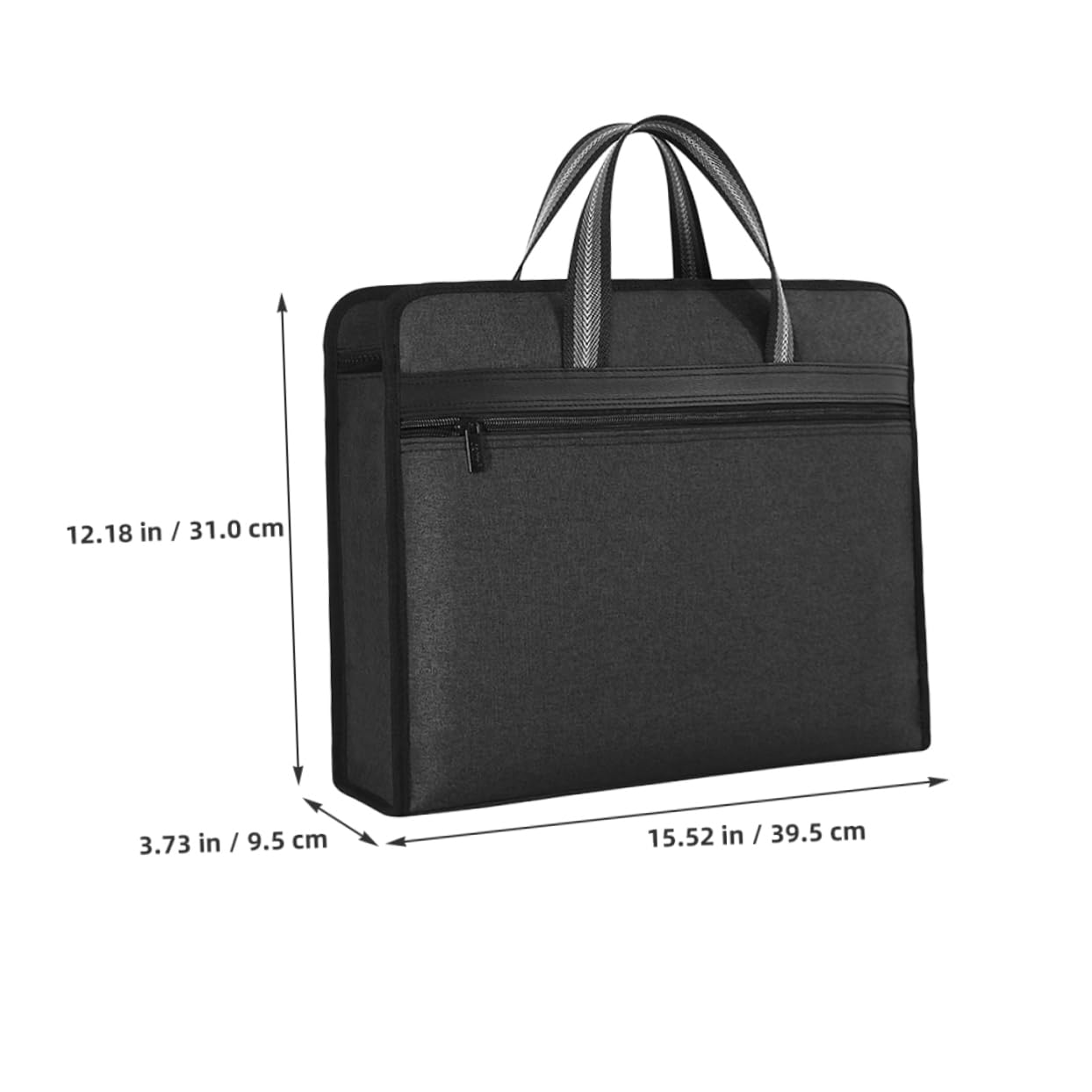 NUOBESTY Reißverschlusstasche aus Canvas mit Tragegriff, Mehrlagig, Schwarz | Reisen und Meetings, Sichere Aufbewahrung von Akten, Professionelles Design