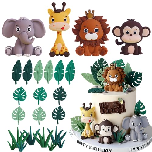 Décoration gâteau safari sauvage Lot de 24 figurines en carton pour anniversaire enfant