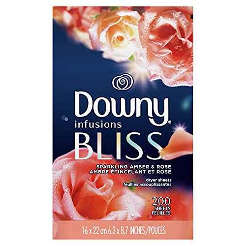 Downy Infusions Dryer Sheets, Laundry Fabric Softener, Bliss, Sparkling Amber & Rose, 200 Count. #TOP2