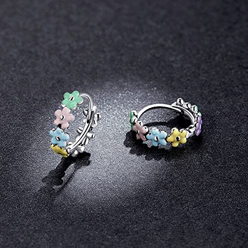 Voroco Sterling Silver Earrings For Womens Hoop Rainbow Earrings 14K Gold Plated Hypoallergenic For Birthday #TOP5