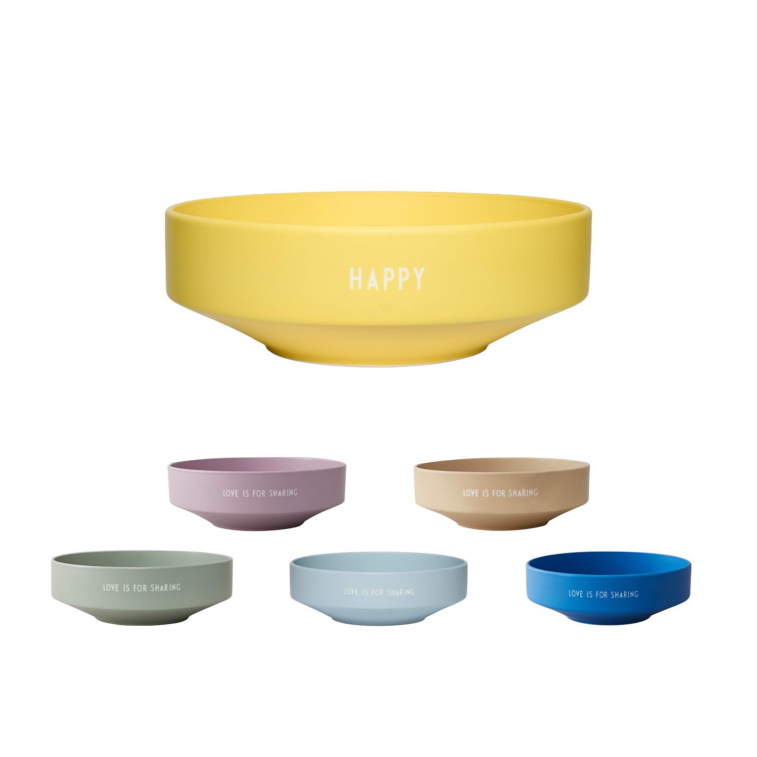 Design Letters Snack Schale HAPPY | Ideal als Salatschüssel, Müslischalen, Rührschüssel, Servierschale | Porzellan Snackschale mit Eingravierten Buchstaben | Geschenke für Frauen, Geschenke für Männer