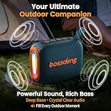bossdeng Portable Waterproof Bluetooth Speaker IPX5 for Outdoor,HD Sound All-Day Playtime, BT5.3,Wireless Speakers with Lights, Essentials for Beach/Party/Camping,Gifts for Men Women Boys Girls-Blue