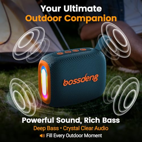 bossdeng Portable Waterproof Bluetooth Speaker IPX5 for Outdoor,HD Sound All-Day Playtime, BT5.3,Wireless Speakers with Lights, Essentials for Beach/Party/Camping,Gifts for Men Women Boys Girls-Blue