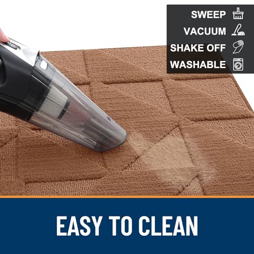 Image of OLANLY Door Mats Indoor, Non-Slip, Absorbent, Dirt Resist, Entrance Washable Mat, Low-Profile Inside Entry Doormat for Entryway (48x32 inches, Brown)